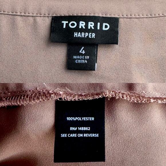 Torrid Harper Blouse | Semi Sheer Flowy Dark Mauve | Women's 4X - Picture 6 of 6